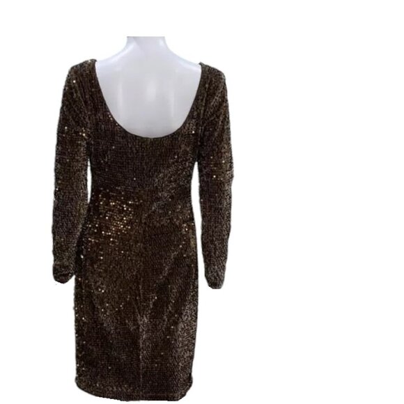 Leslie Fay Metallic Copper Sequins Velvet Dress - Picture 3 of 7